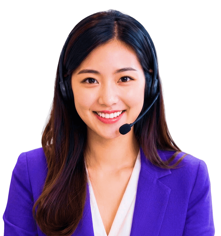 佩戴耳機的宣傳人物,代表真人專員回覆常見問題